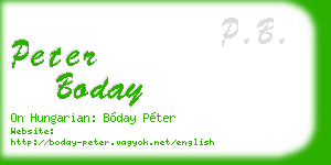 peter boday business card